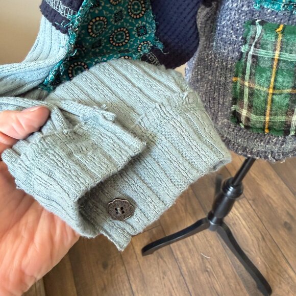 POL Blue Oversized Blocked Patch Floral Long Sleeve Sweater Small - Picture 5 of 12